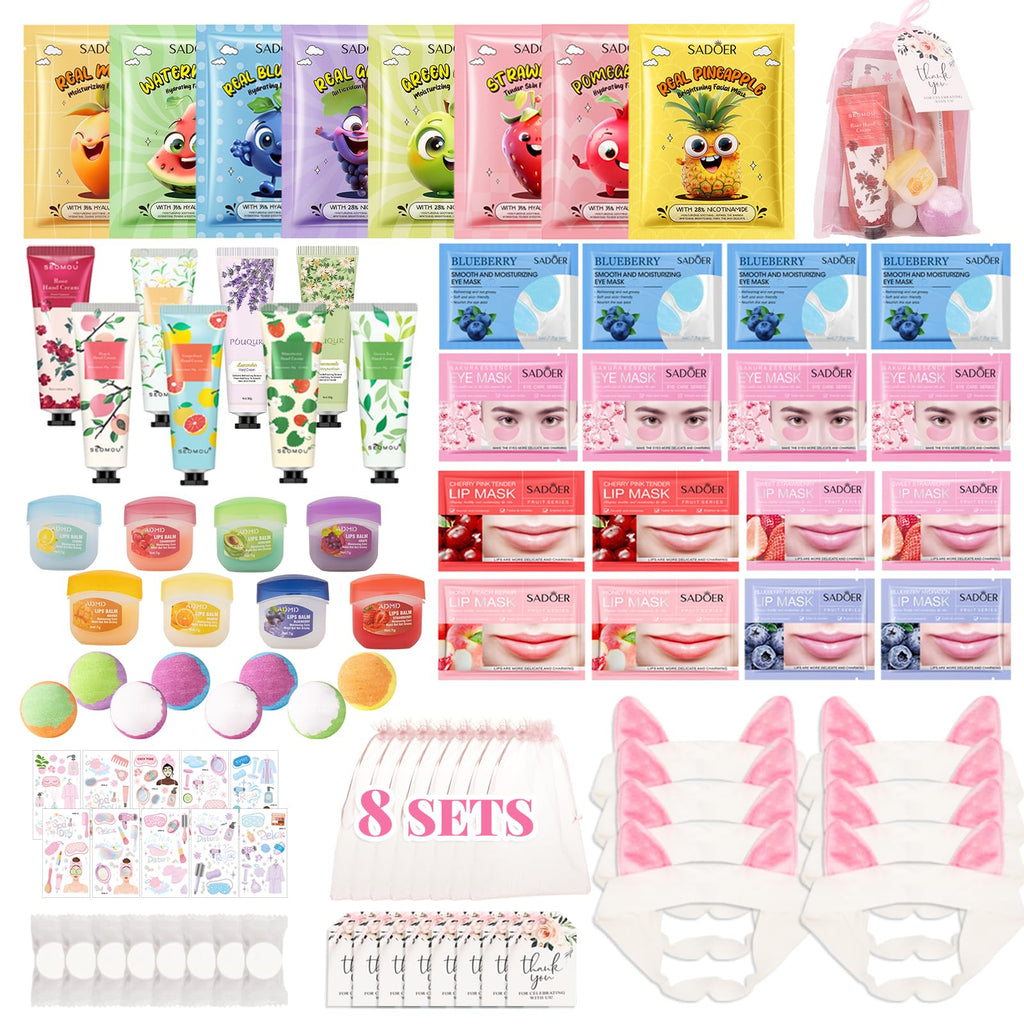 MUREND 90PCS Spa Party Supplies for Girls – Sleepover Skincare Set with Tattoos, Masks, Foot Bath Bombs & More