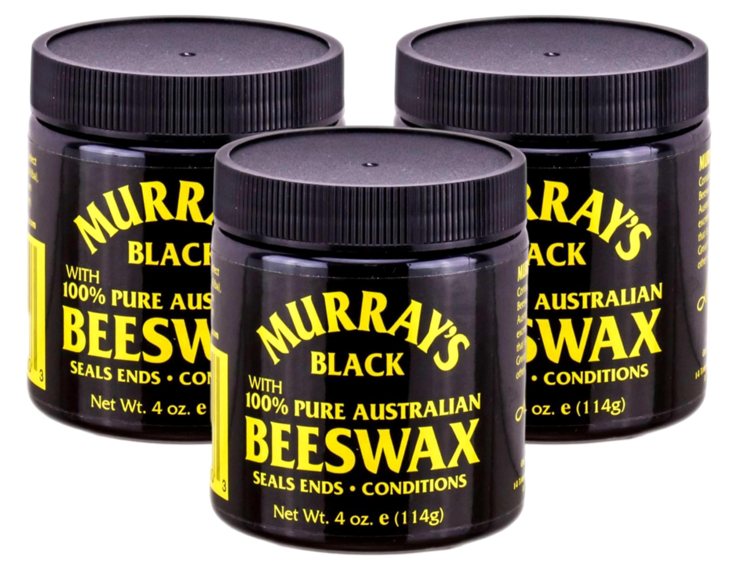 Murray's Black Beeswax, 3.5 oz (Pack of 3) | Strong Hold & Color-Depth