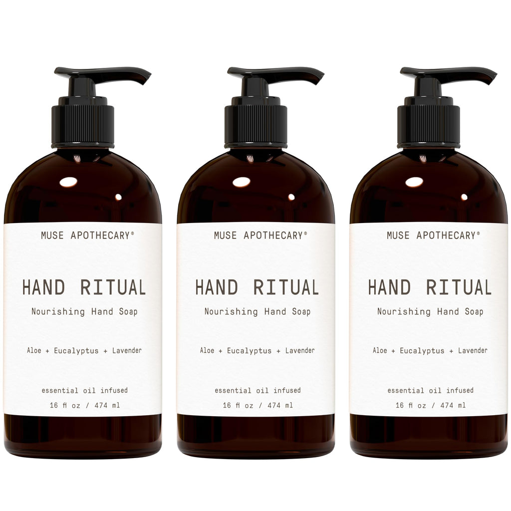 Muse Apothecary Hand Ritual – Aromatic Nourishing Hand Soap, Aloe, Eucalyptus & Lavender | 16 oz x3 Pack | USDA Biobased