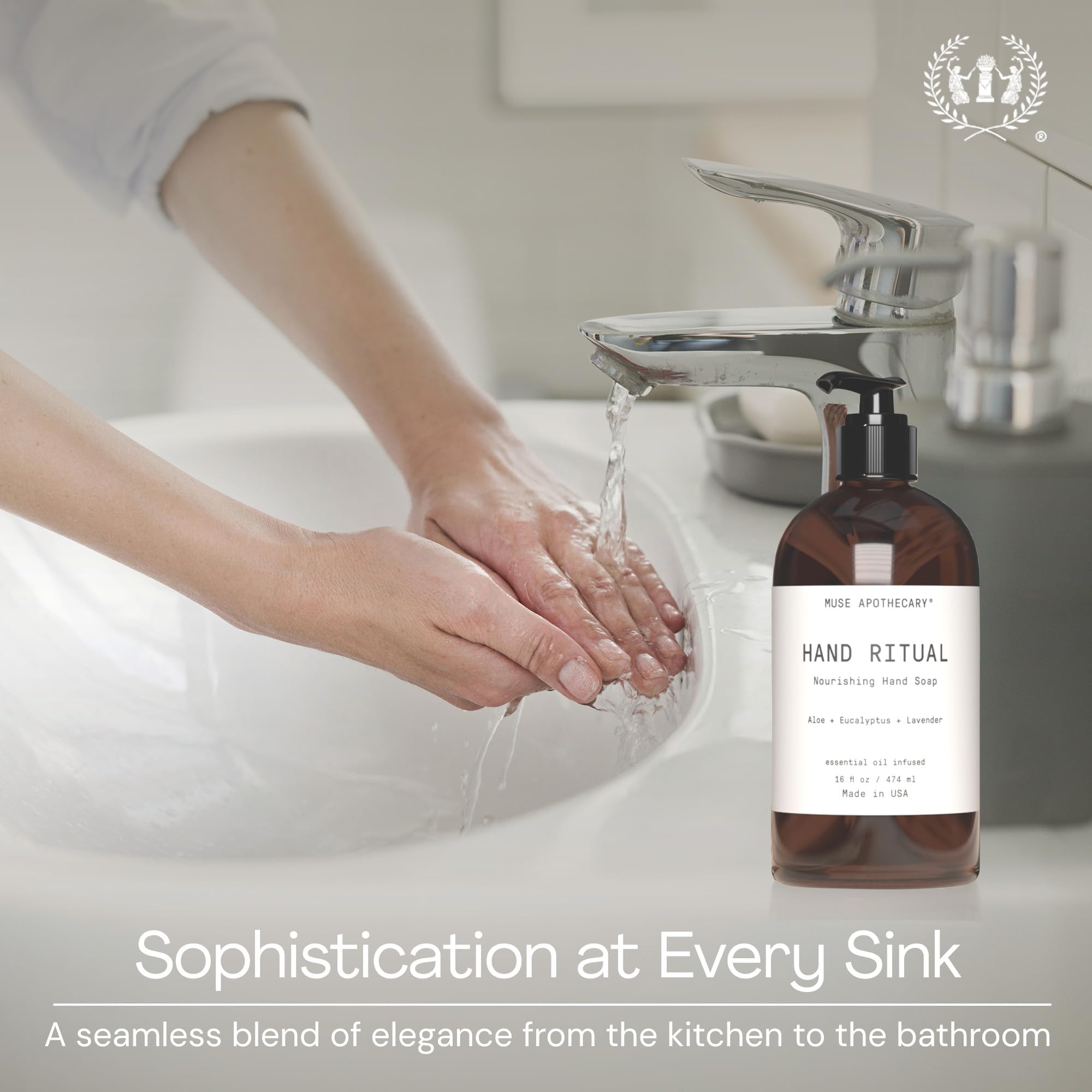 Muse Apothecary Hand Ritual – Aromatic Hand Soap with Rosemary Mint & Hemp (USDA Biobased, 16 oz, 3-Pack)