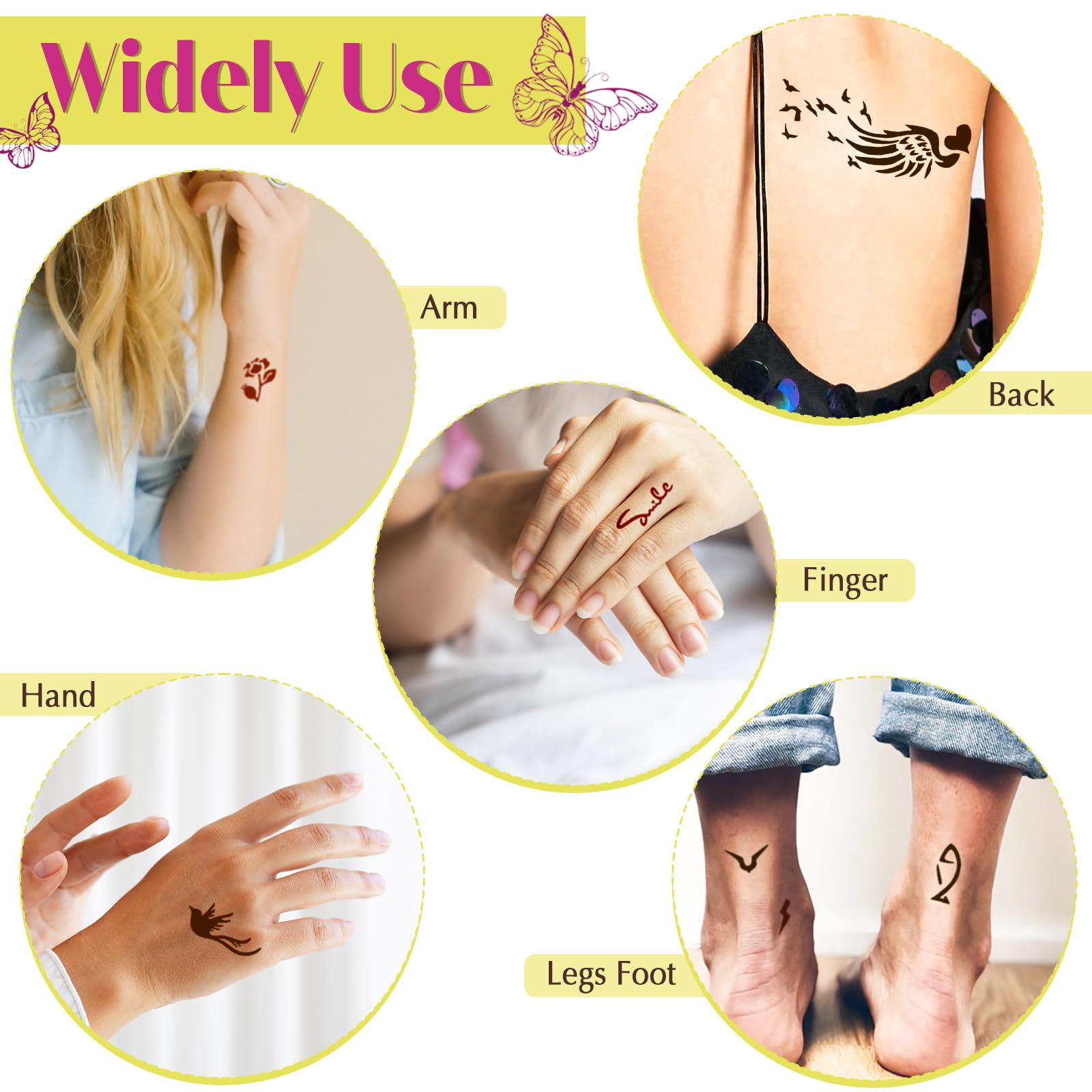 MuseLuxe 126‑Piece Temporary Tattoos Kit | 2-Color Ink, Gloves & DIY Body Art