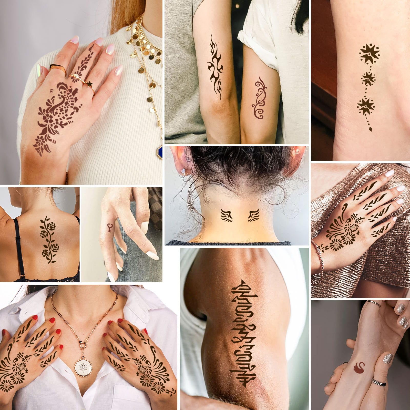 MuseLuxe Temporary Tattoo Kit for Teens & Adults – 3 Pastes, 100 Stencils, Outline Pen, Waterproof Body Art