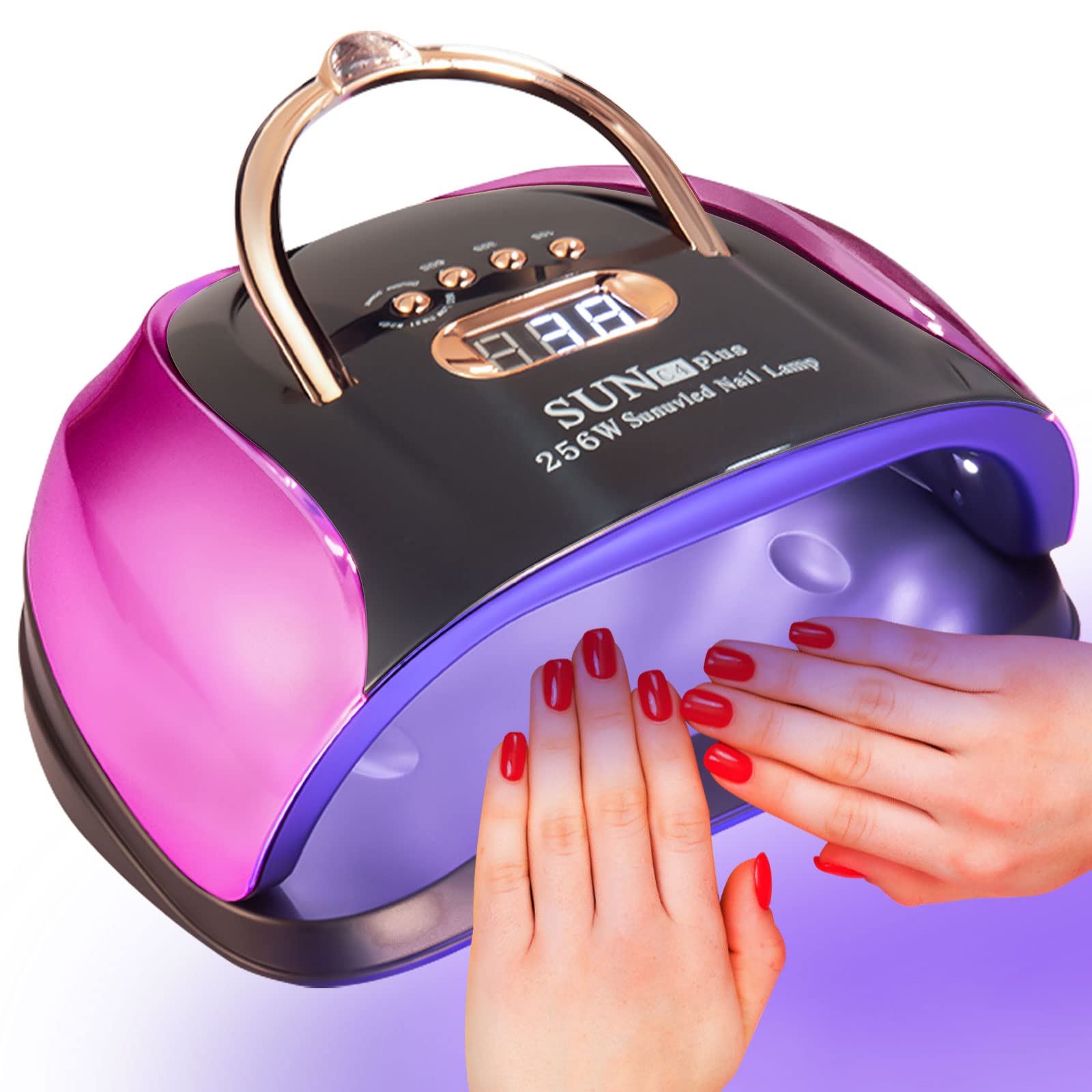 MUSERAY UV LED Nail Light 256W High Power | 4 Timer Settings + Auto Sensor + 6 Free Gifts