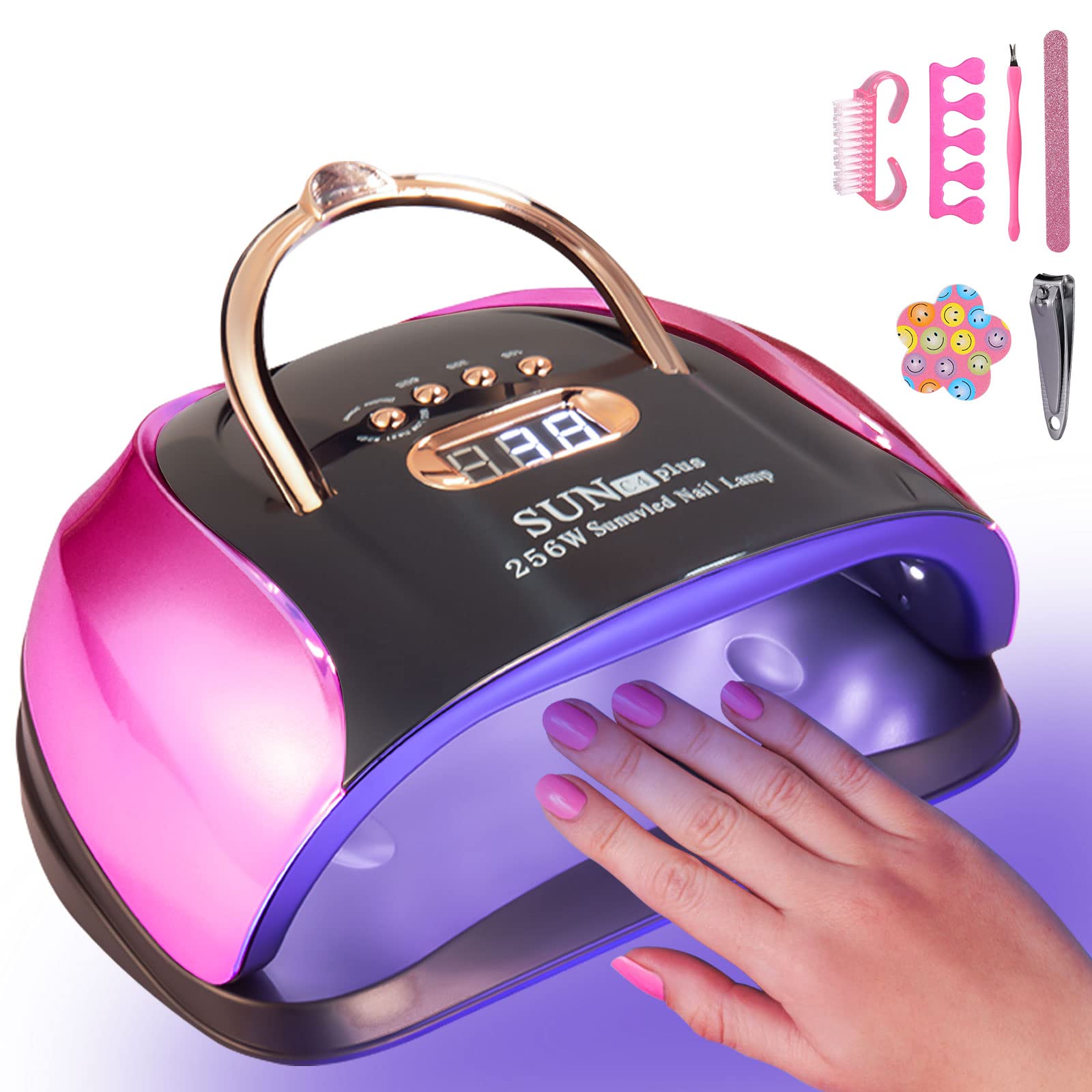 MUSERAY UV LED Nail Light 256W High Power | 4 Timer Settings + Auto Sensor + 6 Free Gifts