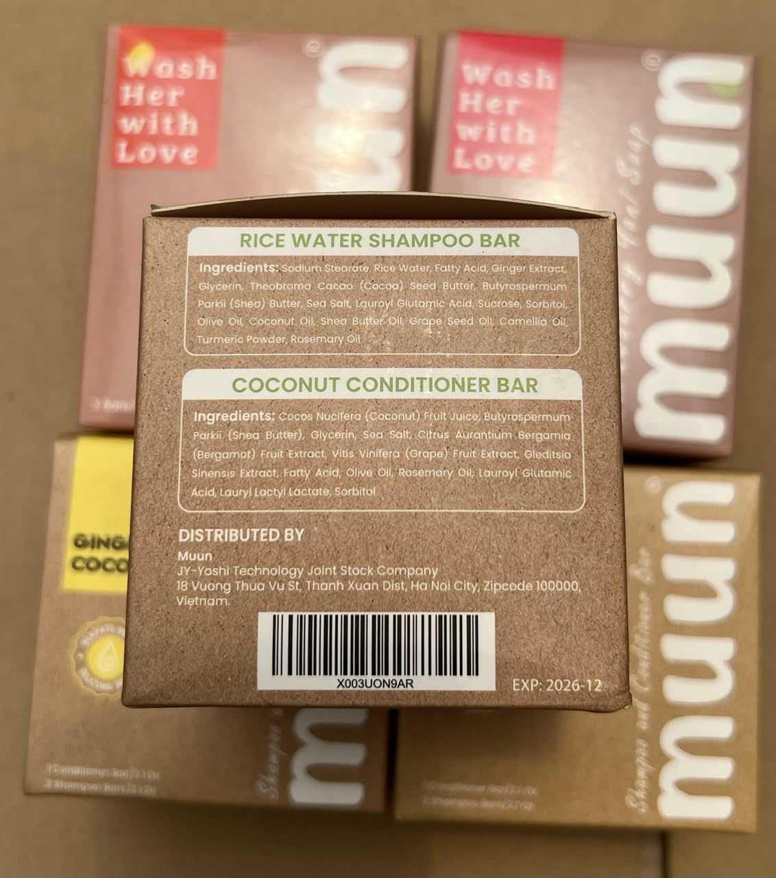 Muun Rice Water Shampoo Bar Pack 3 – Growth, Thickening & pH-Balanced, Vegan + Plastic-Free