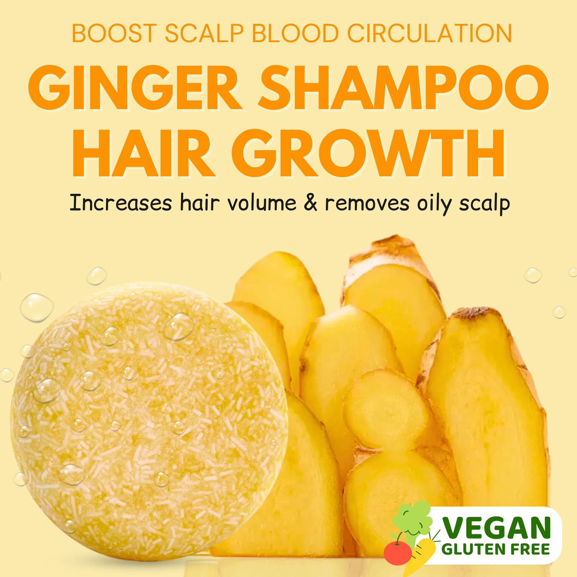 Muun Ginger Rosemary & Rice Water Shampoo Bar Pack 3 – Hair Growth, Thickening & pH Balanced