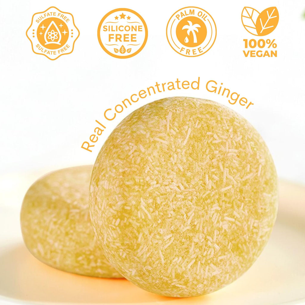 Muun Ginger Shampoo Bar Pack 3 – pH-Balanced, Sulfate-Free, Travel-Ready for Hair Growth & Strength
