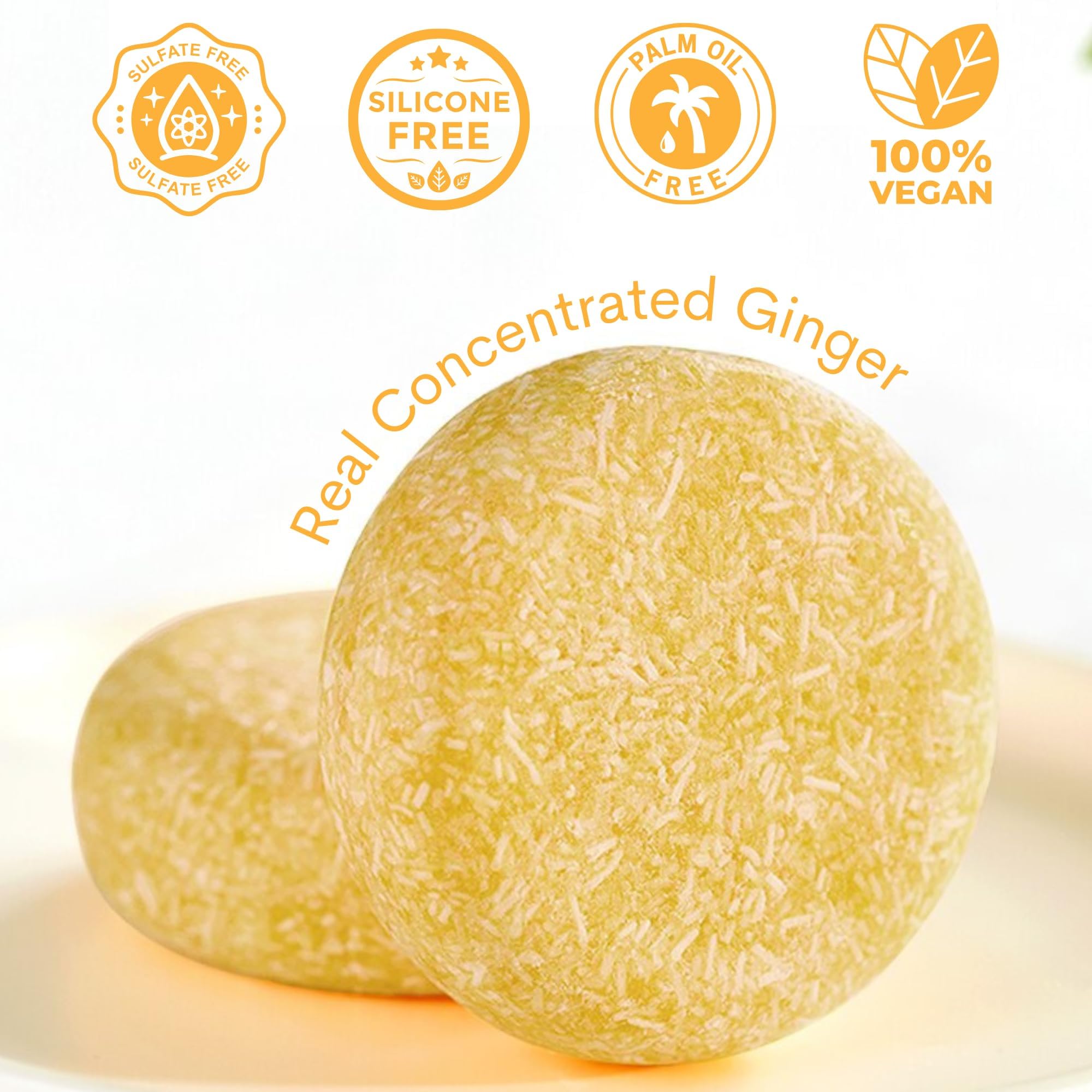 Muun Ginger Shampoo Bar Pack 3 – pH-Balanced, Sulfate-Free, Travel-Ready for Hair Growth & Strength