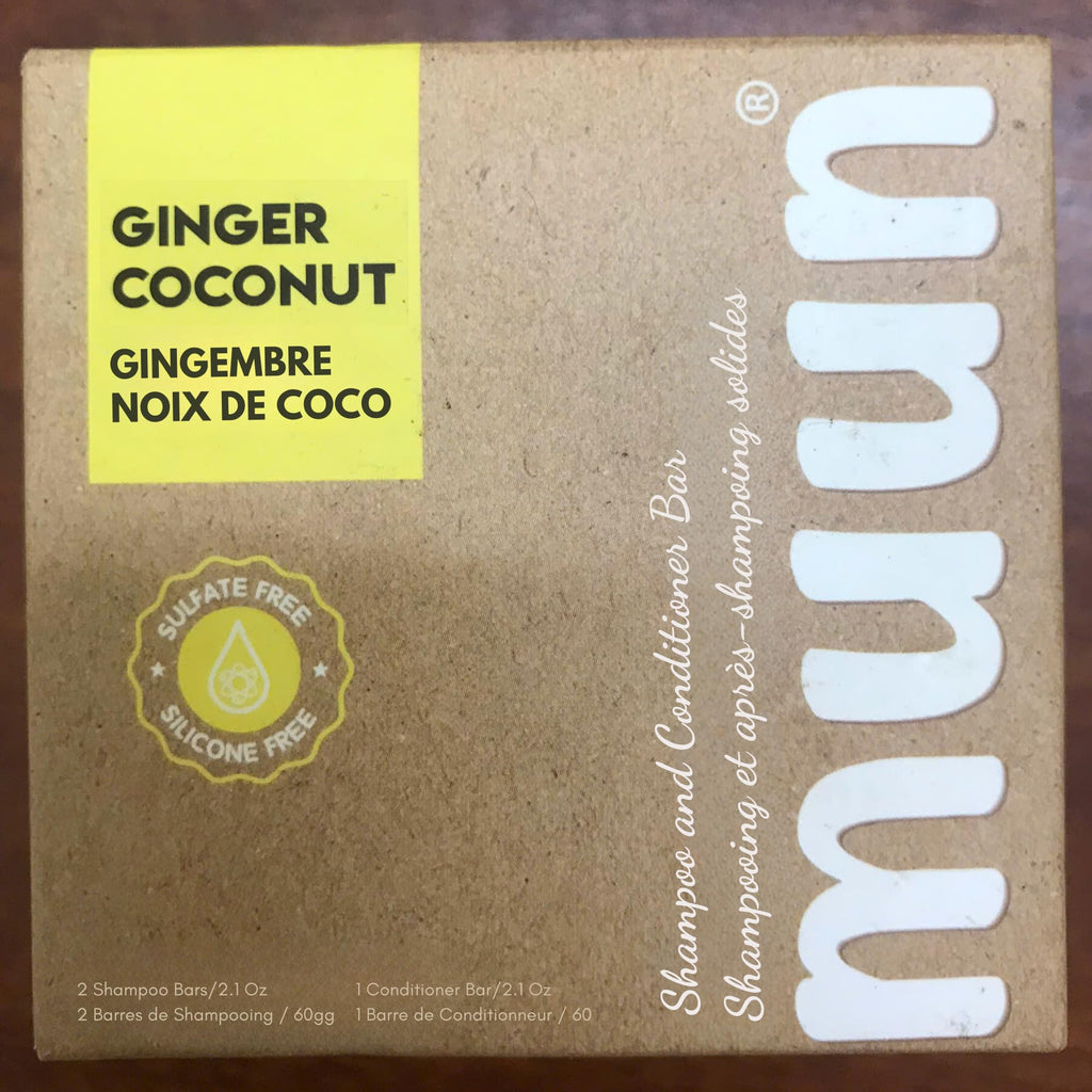 Muun Ginger Shampoo Bar Pack 3 – pH-Balanced, Sulfate-Free, Travel-Ready for Hair Growth & Strength