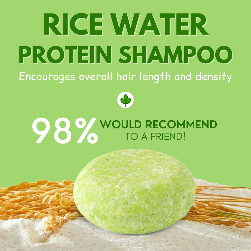 Muun Ginger Rosemary & Rice Water Shampoo Bar Pack 3 – Hair Growth, Thickening & pH Balanced
