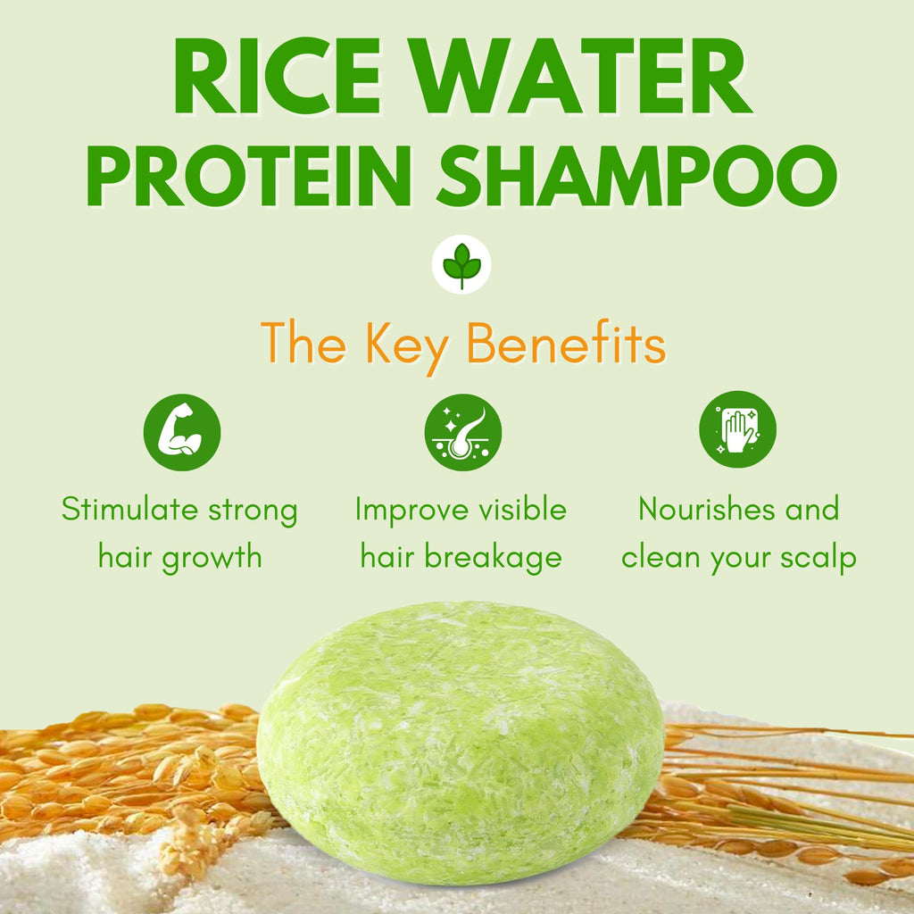 Muun Rice Water Shampoo Bar Pack 3 – Growth, Thickening & pH-Balanced, Vegan + Plastic-Free