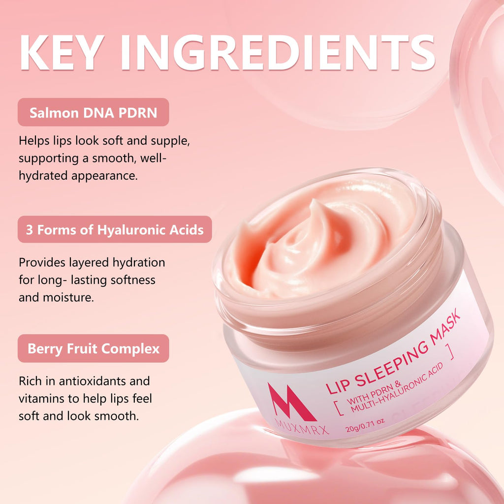 Muxmrx PDRN Lip Sleeping Mask – Salmon DNA, 3 Hyaluronic Acids & Murumuru Butter