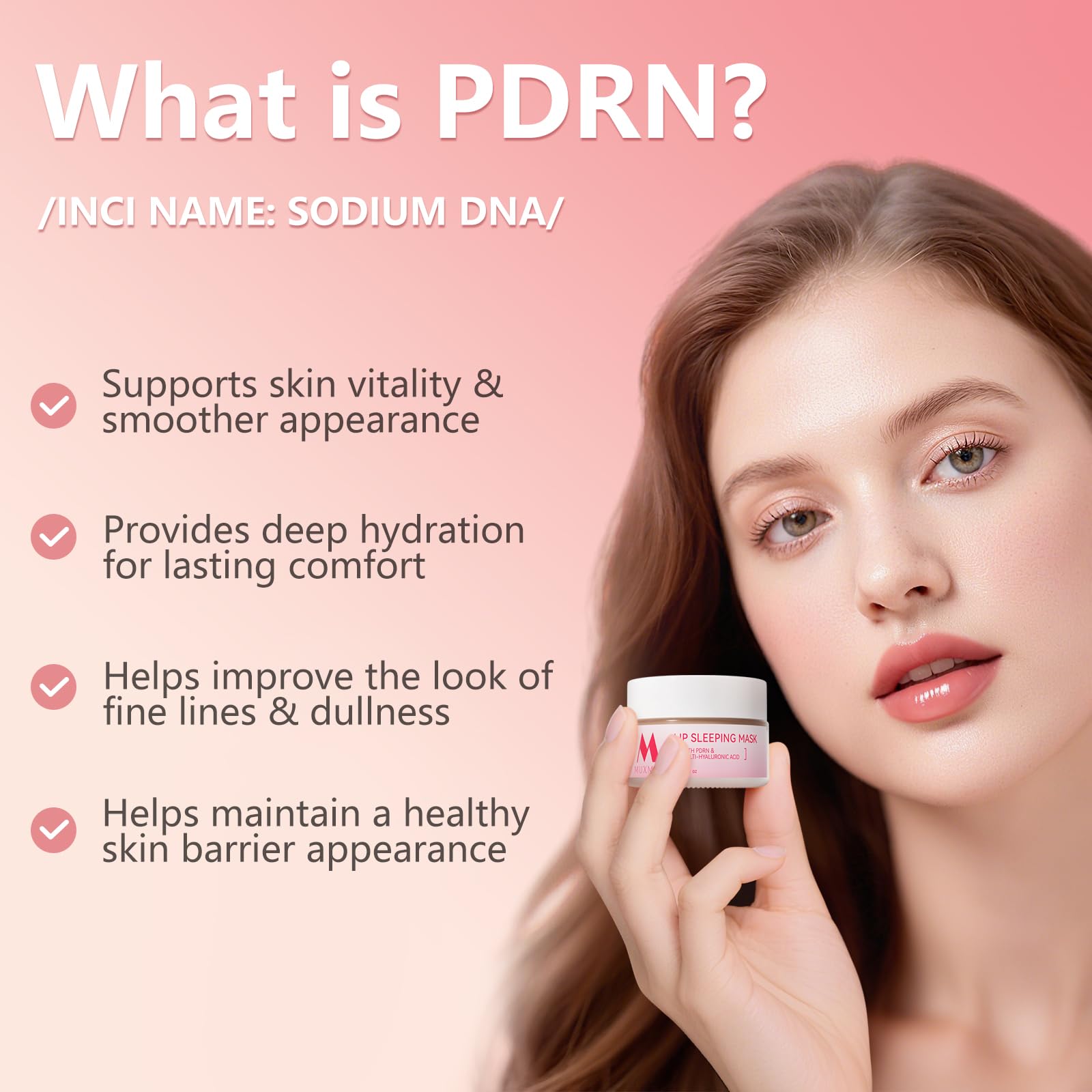 Muxmrx PDRN Lip Sleeping Mask – Salmon DNA, 3 Hyaluronic Acids & Murumuru Butter