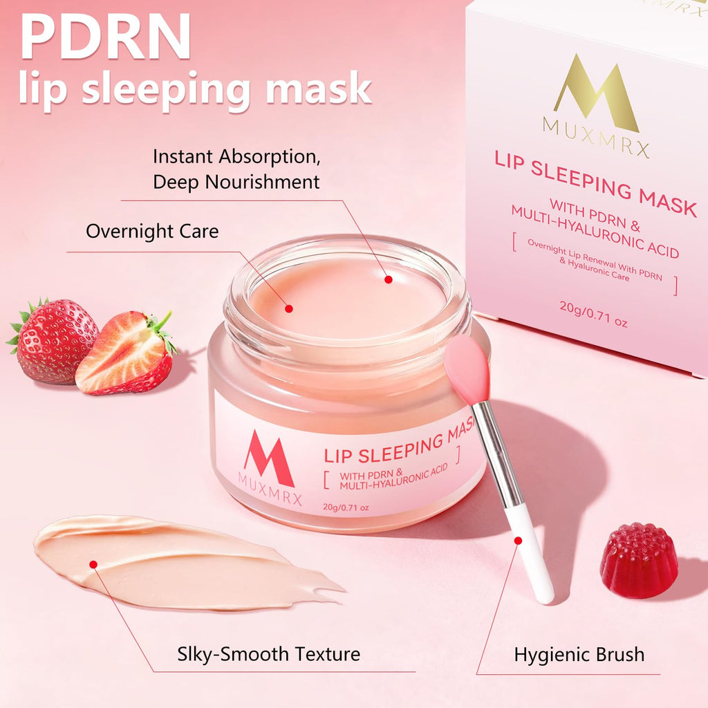 Muxmrx PDRN Lip Sleeping Mask – Salmon DNA, 3 Hyaluronic Acids & Murumuru Butter