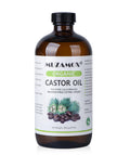 MUZAMOX Organic Castor Oil – Cold Pressed, Hexane-Free, 16 Fl Oz in Amber Glass Bottle