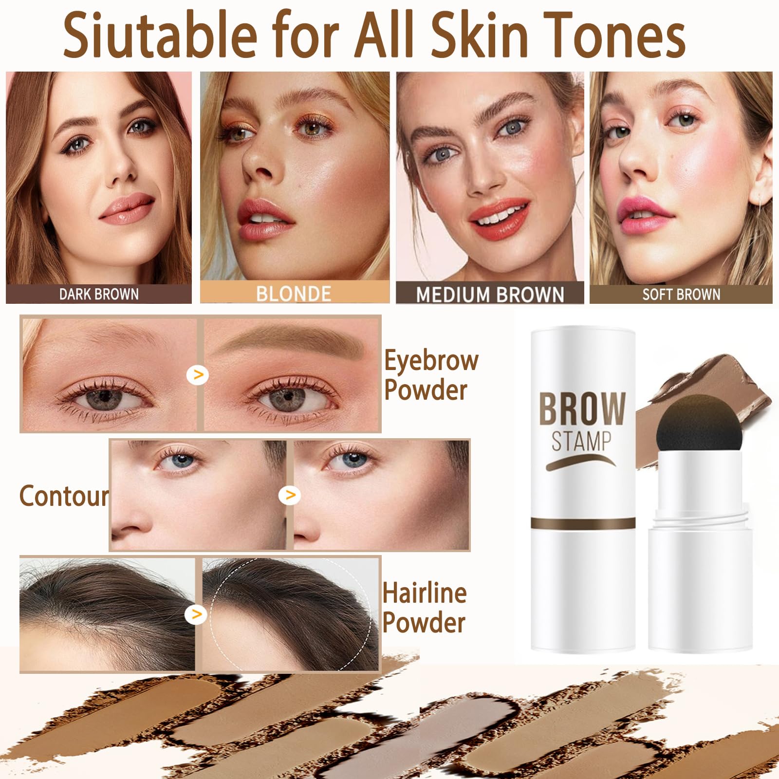 MVC Eyebrow Stencils & Stamp Kit – Easy, Natural Brows (Blonde)