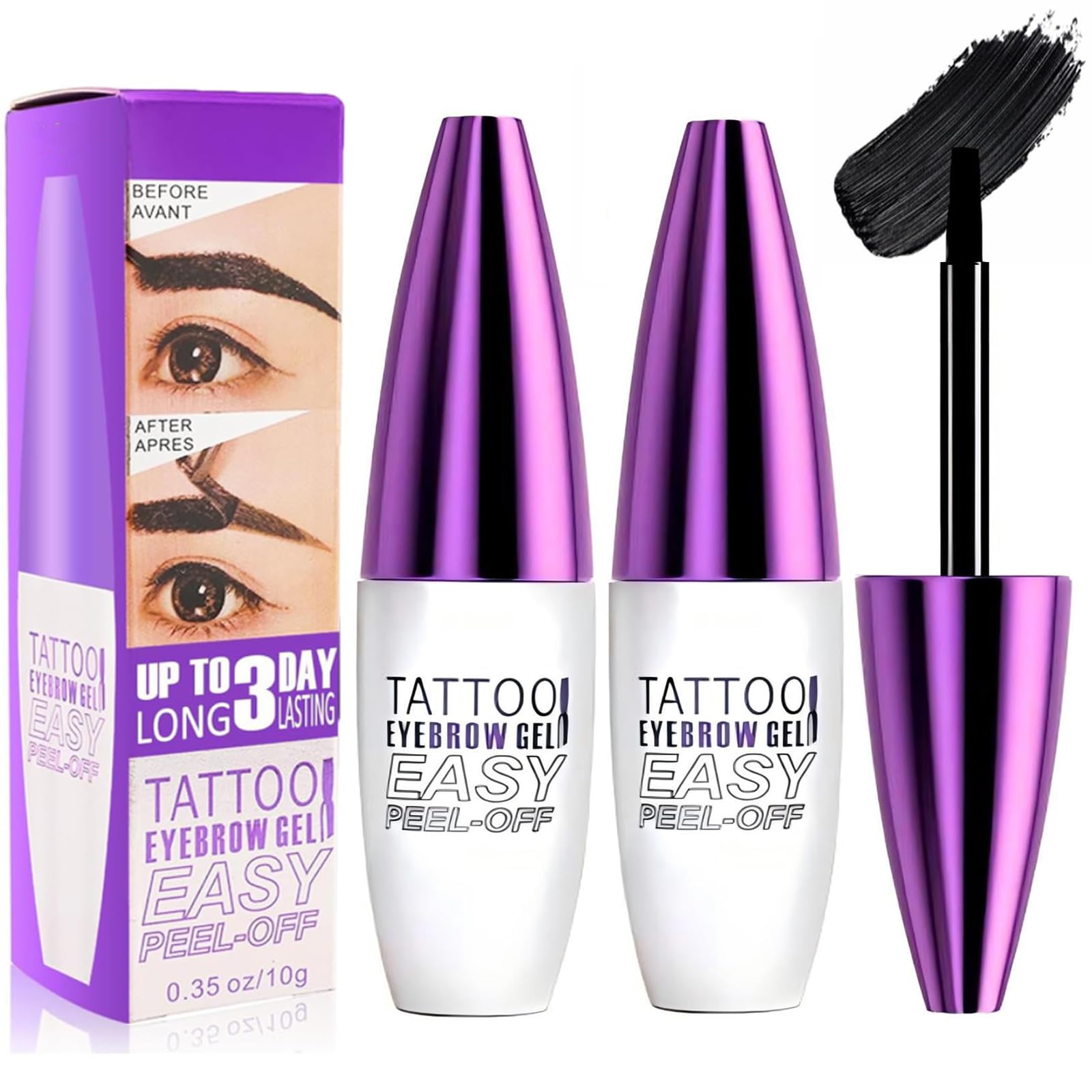 MVC 2 Pack Tattoo Eyebrow Gel Peel Off — Waterproof & Easy Peel (Black)