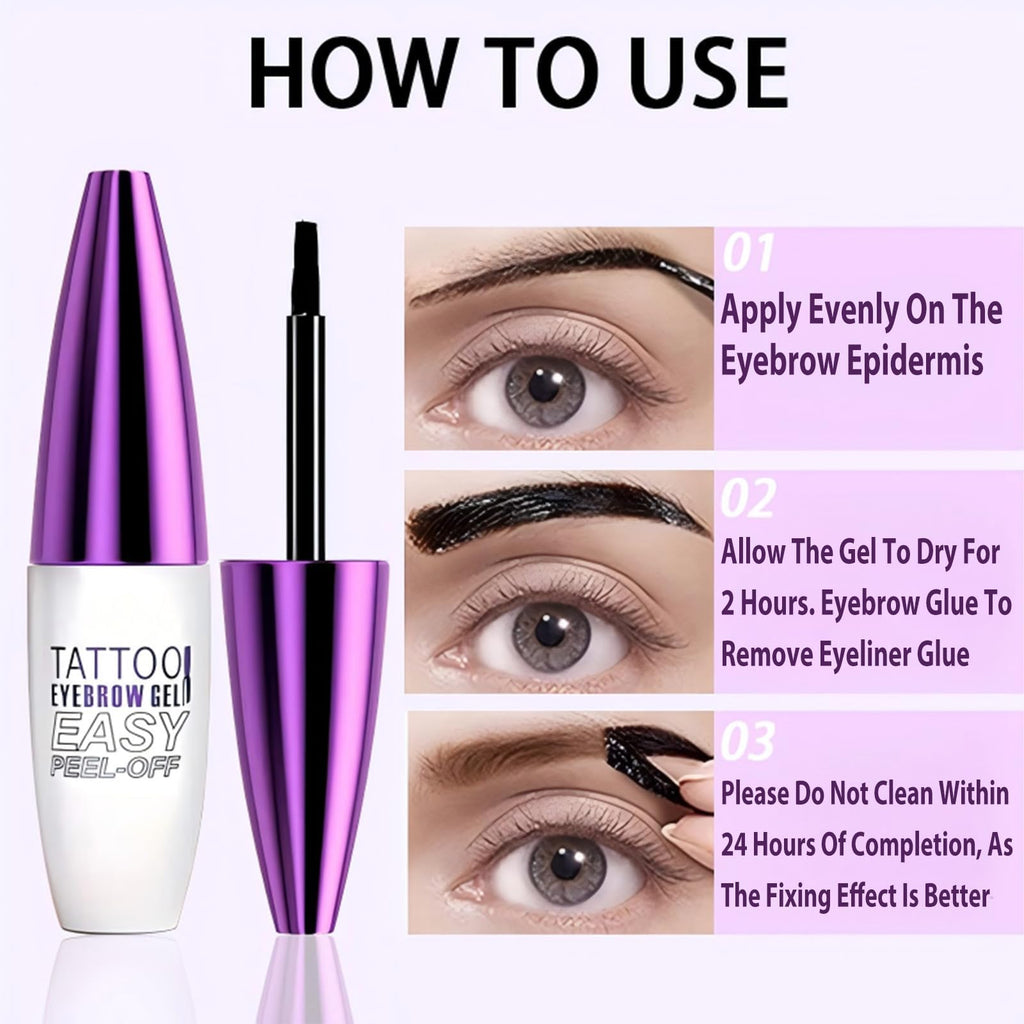 MVC 2 Pack Tattoo Eyebrow Gel – Easy Peel Off Tint, Waterproof & Sweatproof, Light Brown