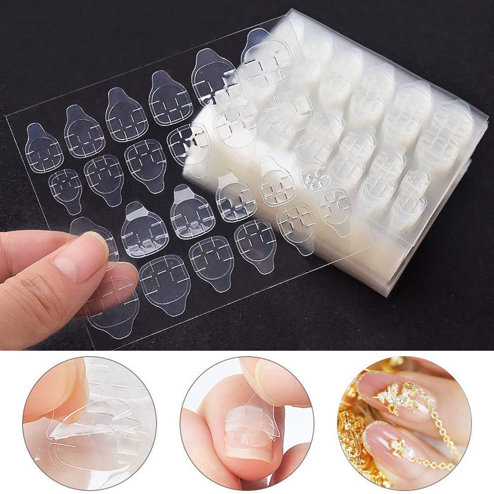 Mwellewm 1200 Pcs Nail Sticker Pack – 50 Sheets Double-Side Glue Tabs for Press-On Nails