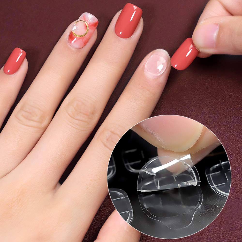 Mwellewm 1200 Pcs Nail Sticker Pack – 50 Sheets Double-Side Glue Tabs for Press-On Nails