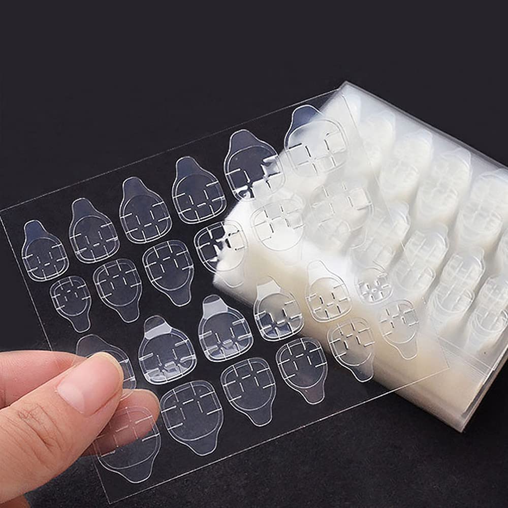 Mwellewm 1200 Pcs Nail Sticker Pack – 50 Sheets Double-Side Glue Tabs for Press-On Nails