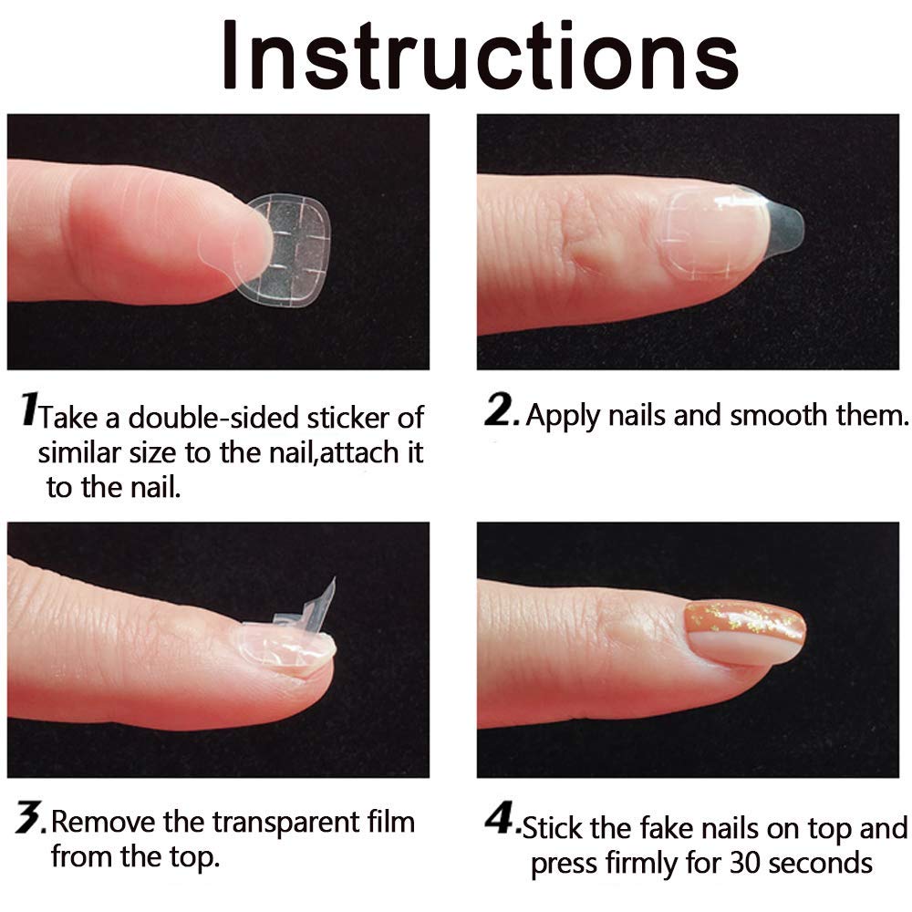Mwellewm 1200 Pcs Nail Sticker Pack – 50 Sheets Double-Side Glue Tabs for Press-On Nails