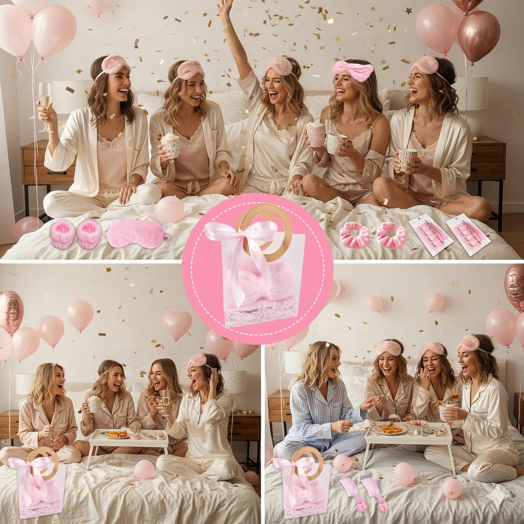 MXQHXZSX 92-Piece Pink Spa Sleepover Set for Girls – Skincare Headbands, Masks, Mirrors & More