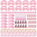 MXQHXZSX 92-Piece Pink Spa Sleepover Set for Girls – Skincare Headbands, Masks, Mirrors & More