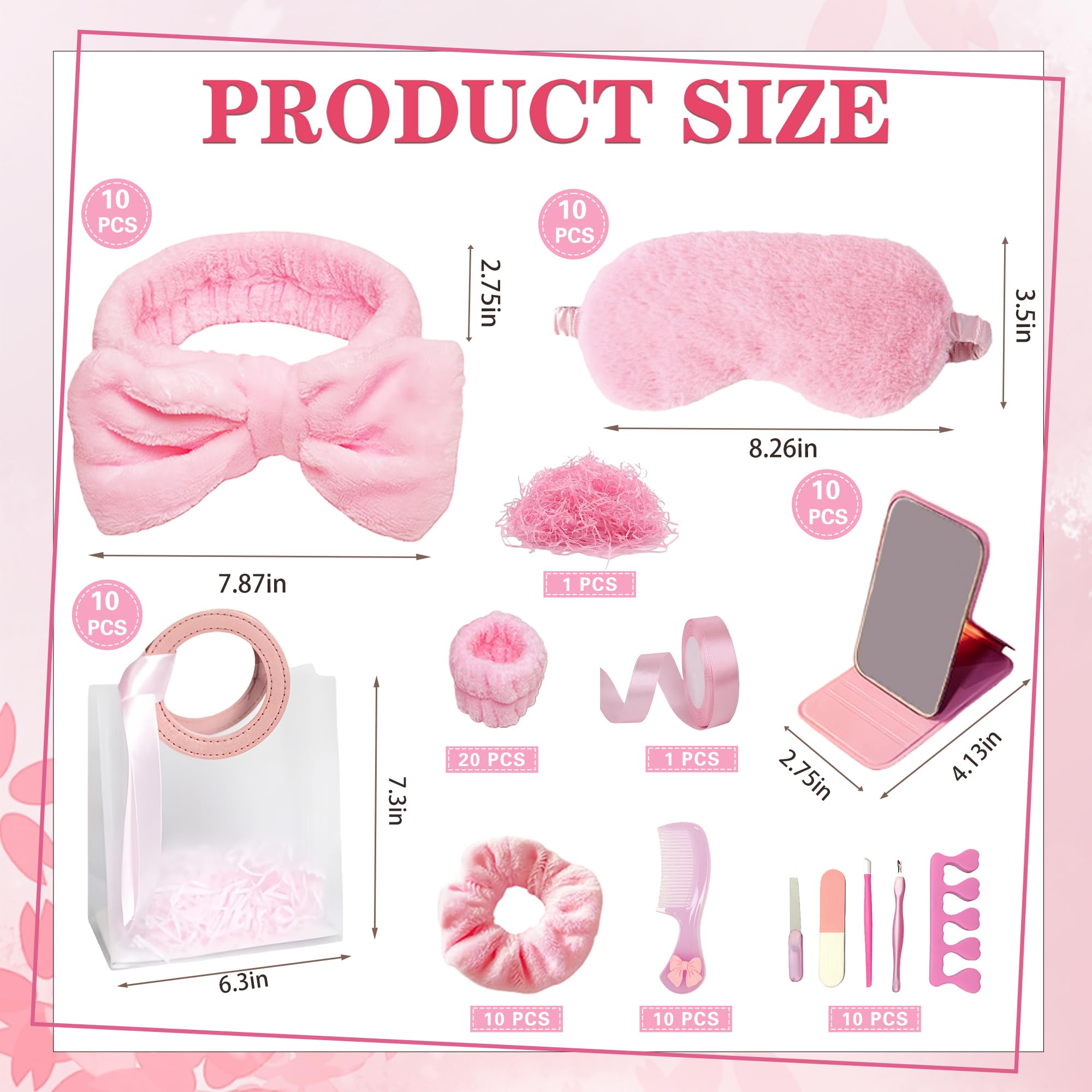 MXQHXZSX 92-Piece Pink Spa Sleepover Set for Girls – Skincare Headbands, Masks, Mirrors & More