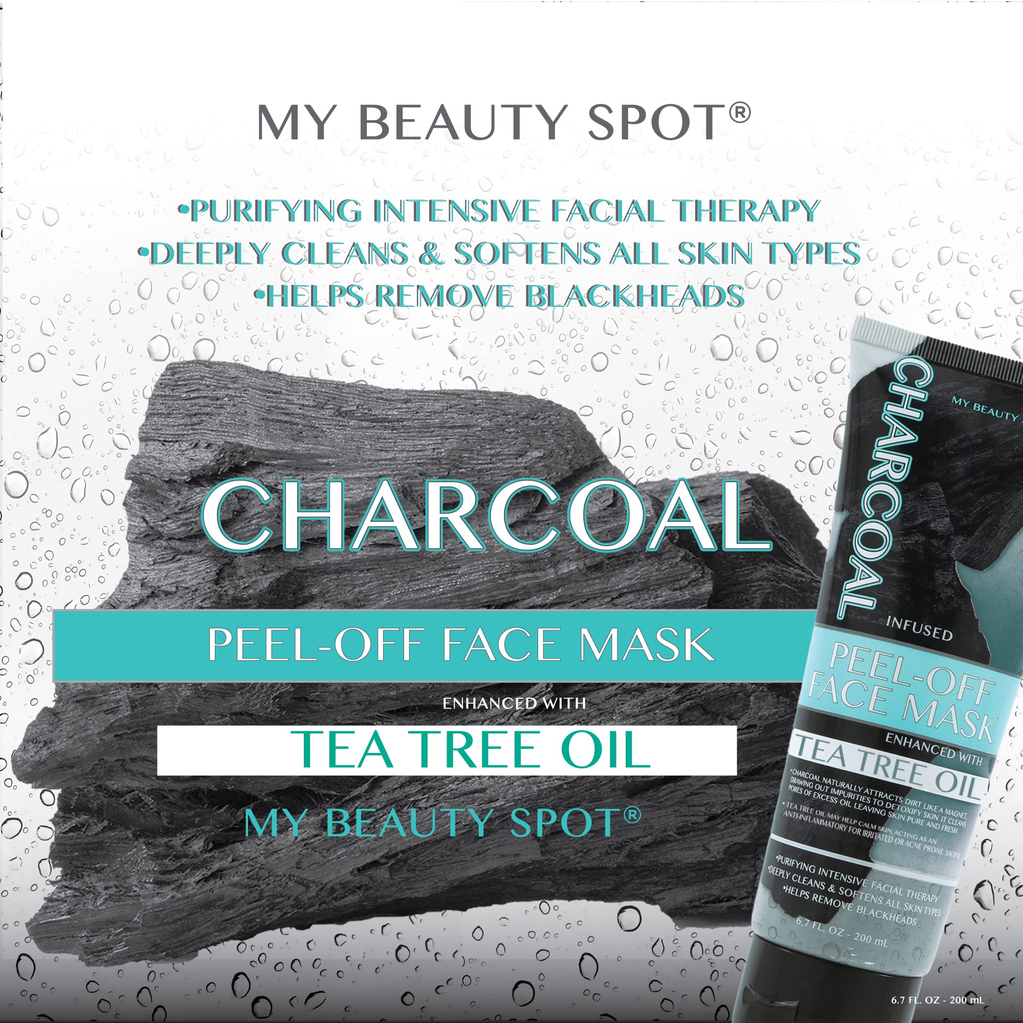 My Beauty Spot Charcoal Peel-Off Mask with Tea Tree, 6.7oz – Detoxify Pores