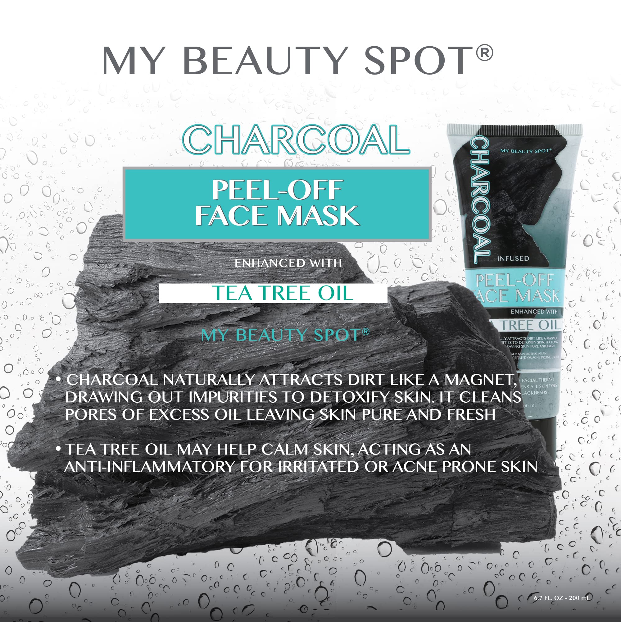 My Beauty Spot Charcoal Peel-Off Mask with Tea Tree, 6.7oz – Detoxify Pores