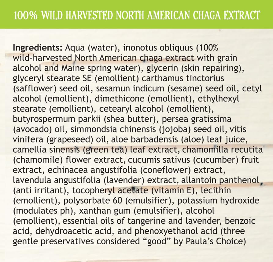 My Berry Maine Chaga Face & Body Cream – Wild Harvested Chaga, Double-Extracted, 4 oz