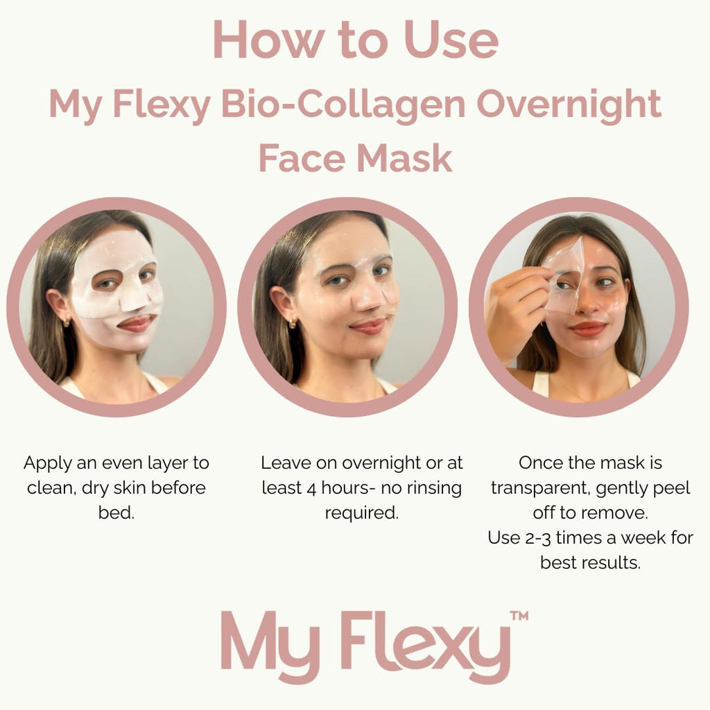 My Flexy Bio Collagen Overnight Mask – Peptides, Hyaluronic Acid & Antioxidants (4 Pack)