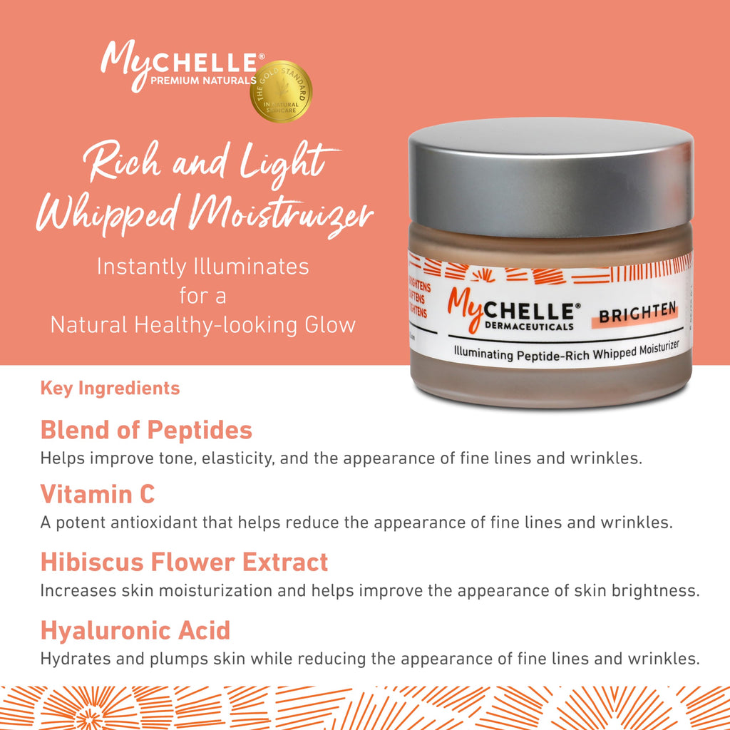 MYCHELLE Illuminating Peptide-Rich Whipped Moisturizer – 1.2 oz | Natural Glow & Peptides