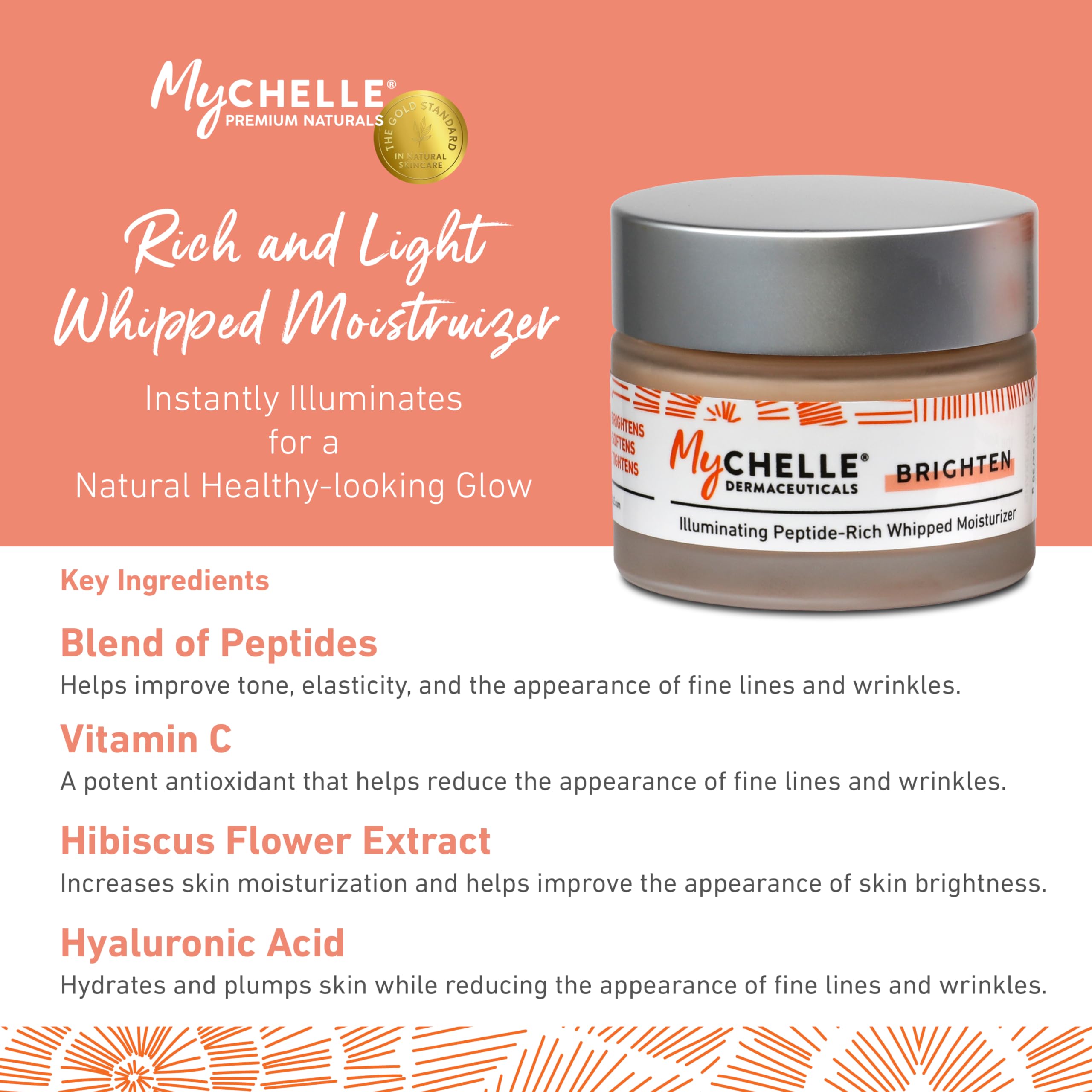 MYCHELLE Illuminating Peptide-Rich Whipped Moisturizer – 1.2 oz | Natural Glow & Peptides