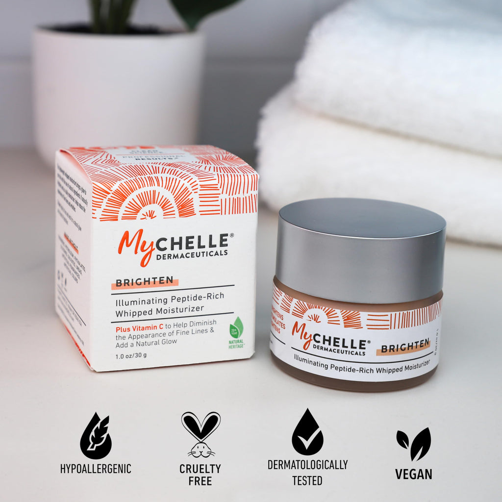 MYCHELLE Illuminating Peptide-Rich Whipped Moisturizer – 1.2 oz | Natural Glow & Peptides