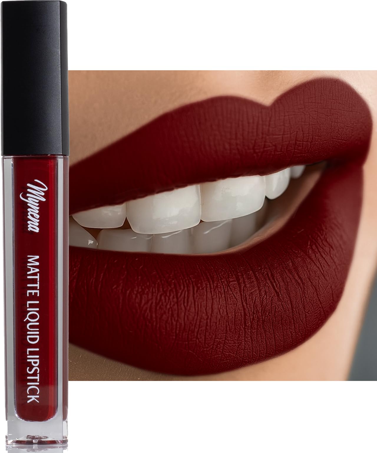 Mynena Burgundy Red Matte Liquid Lipstick – Long-Lasting, Smudge-Proof, Vegan
