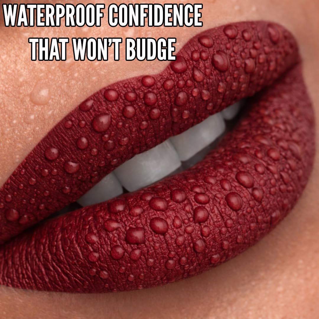 Mynena Burgundy Red Matte Liquid Lipstick – Long-Lasting, Smudge-Proof, Vegan
