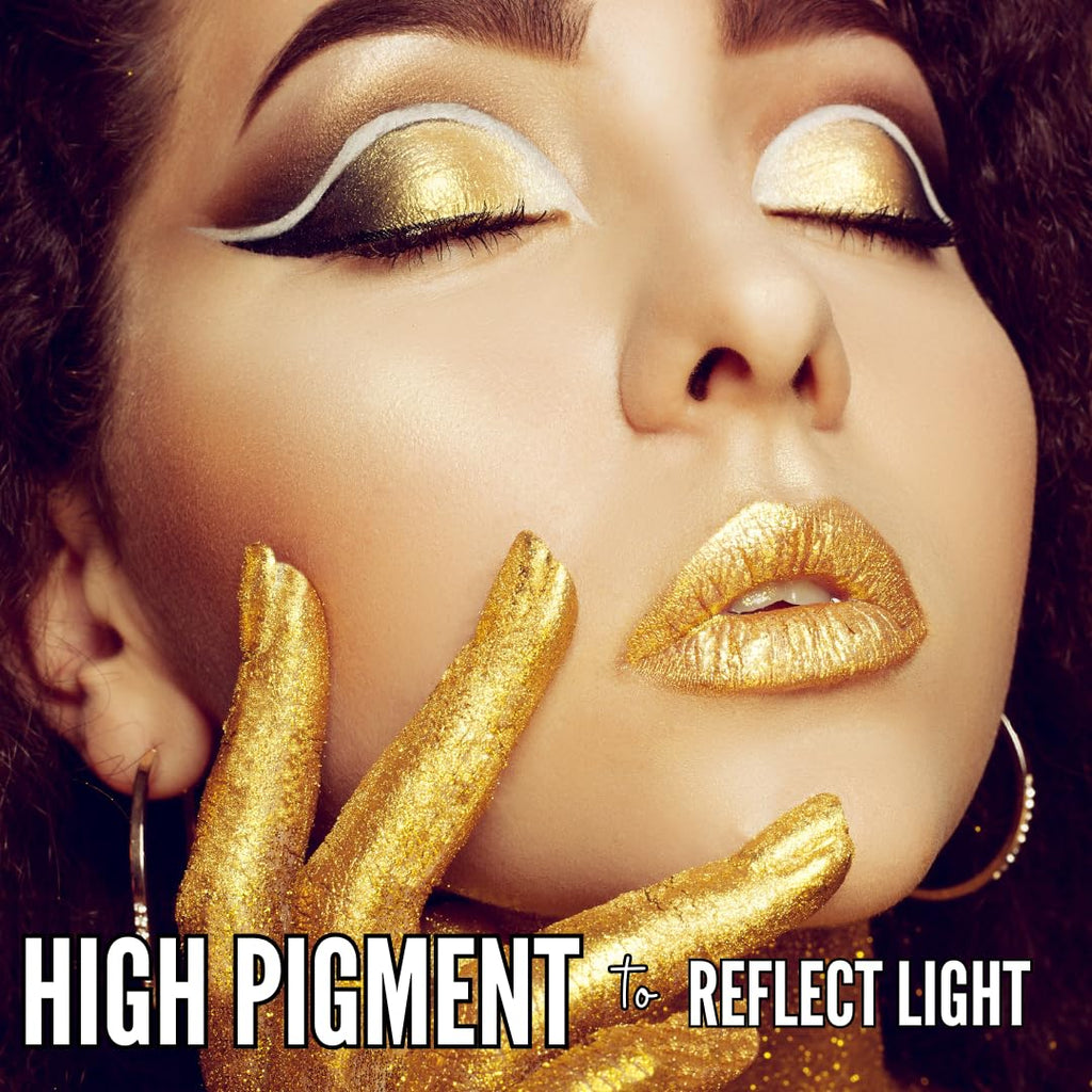 Mynena Golden Face Highlighter & Body Shimmer Powder | Buildable Ultra-Fine Gold Glow for Face & Body