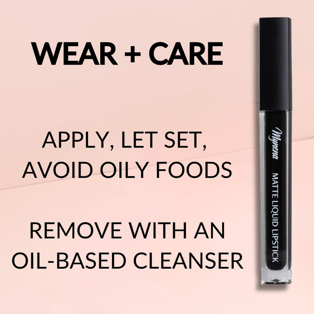 Mynena Matte Liquid Lipstick Black – Long-Lasting, Transfer-Proof, Vegan & Cruelty-Free