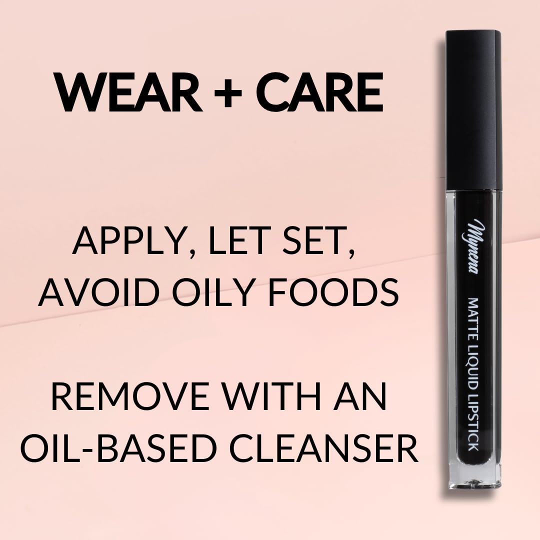 Mynena Matte Liquid Lipstick Black – Long-Lasting, Transfer-Proof, Vegan & Cruelty-Free
