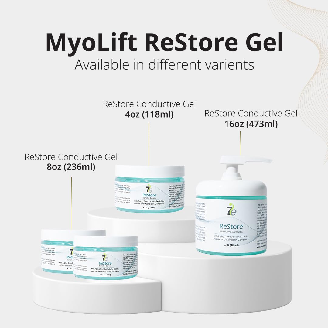 Myolift 7E Wellness ReStore Conductive Gel with Bio-Active Complex – 4 oz | Hyaluronic Acid & Collagen Peptides