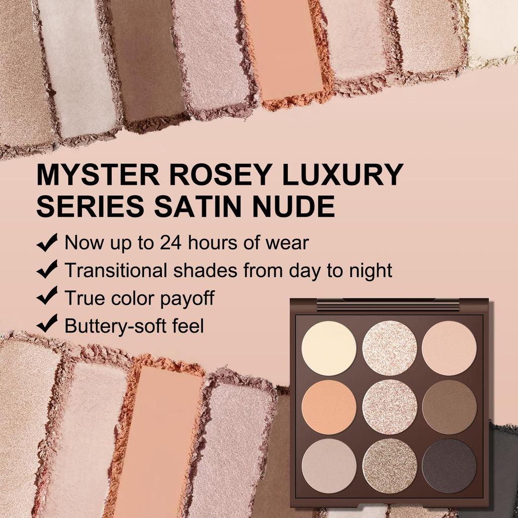 MYSTER ROSEY Neutral Eyeshadow Palette – Matte Nude 9-Shade Collection