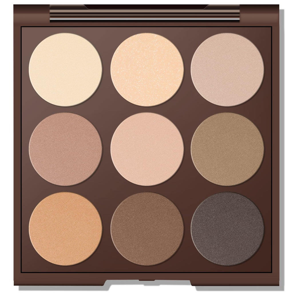 MYSTER ROSEY Neutral Eyeshadow Palette – 9 Matte Nude Shades, 12H Wear, Vegan & Cruelty-Free, Mirror Included – 0.5oz