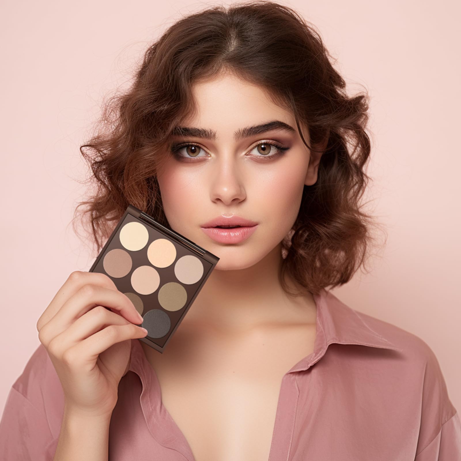 MYSTER ROSEY Neutral Eyeshadow Palette – 9 Matte Nude Shades, 12H Wear, Vegan & Cruelty-Free, Mirror Included – 0.5oz