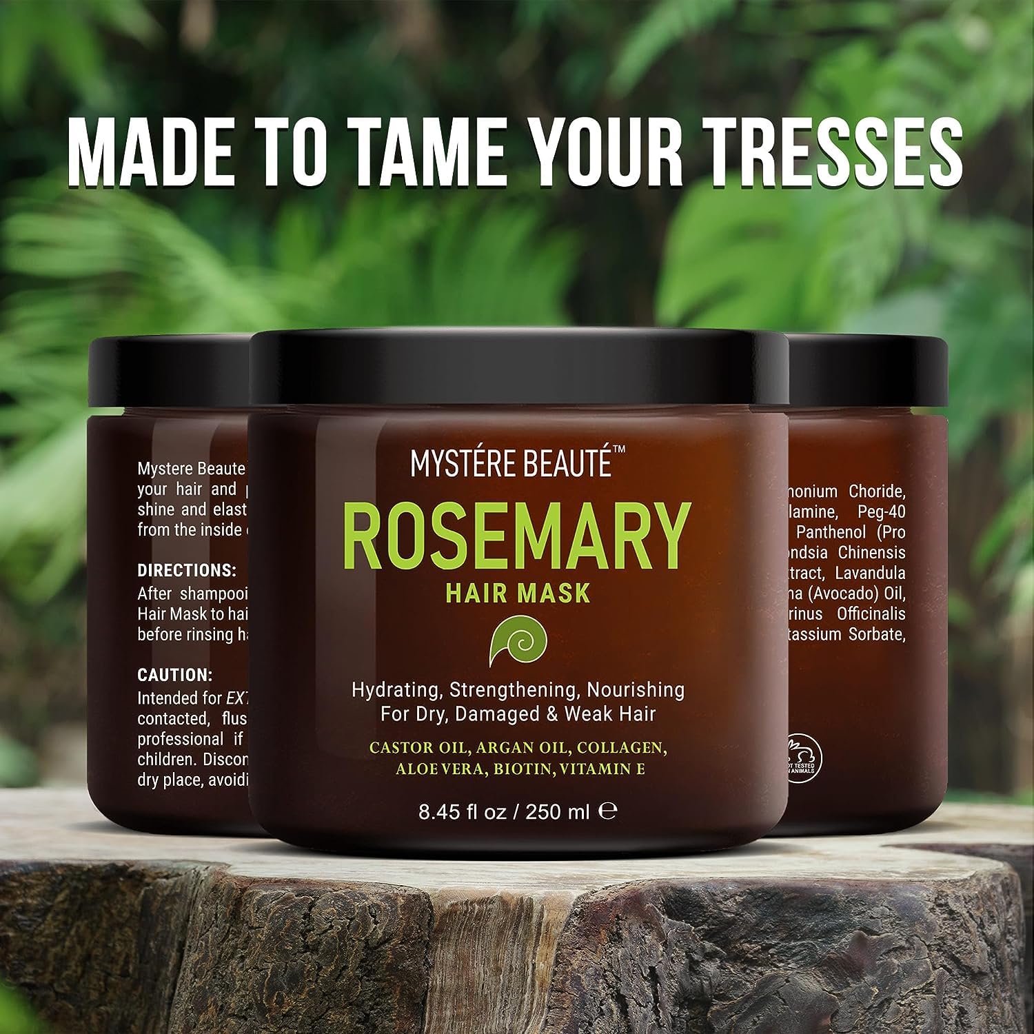 MYSTÉRE BEAUTÉ Rosemary Deep Conditioning Hair Mask – Argan Oil, Keratin, 2 x 8.5 fl oz