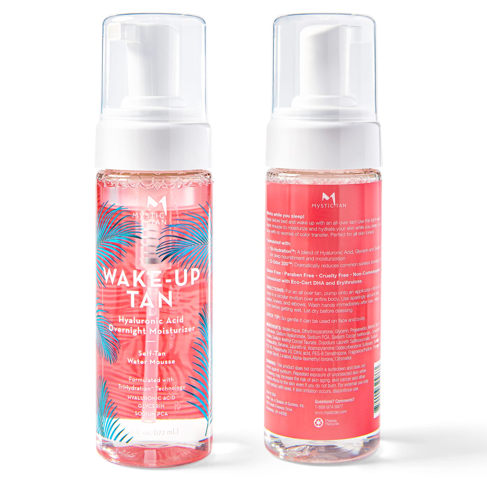 Mystic Tan Wake-Up Tan Hyaluronic Acid Overnight Moisturizer – Self-Tan Water Mousse, 5.5 fl oz (172 ml)