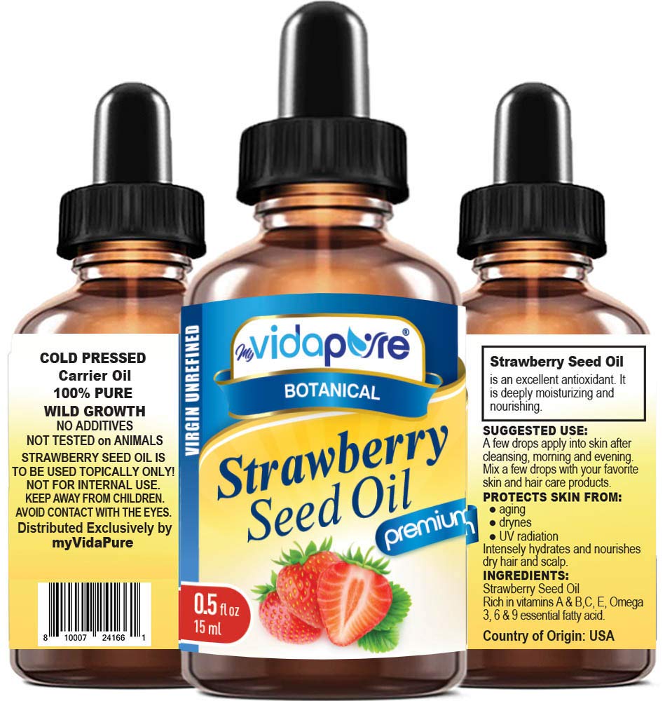 MYVIDAPURE Strawberry Seed Oil – 100% Pure, Cold-Pressed Moisturizer (0.5 Fl Oz)