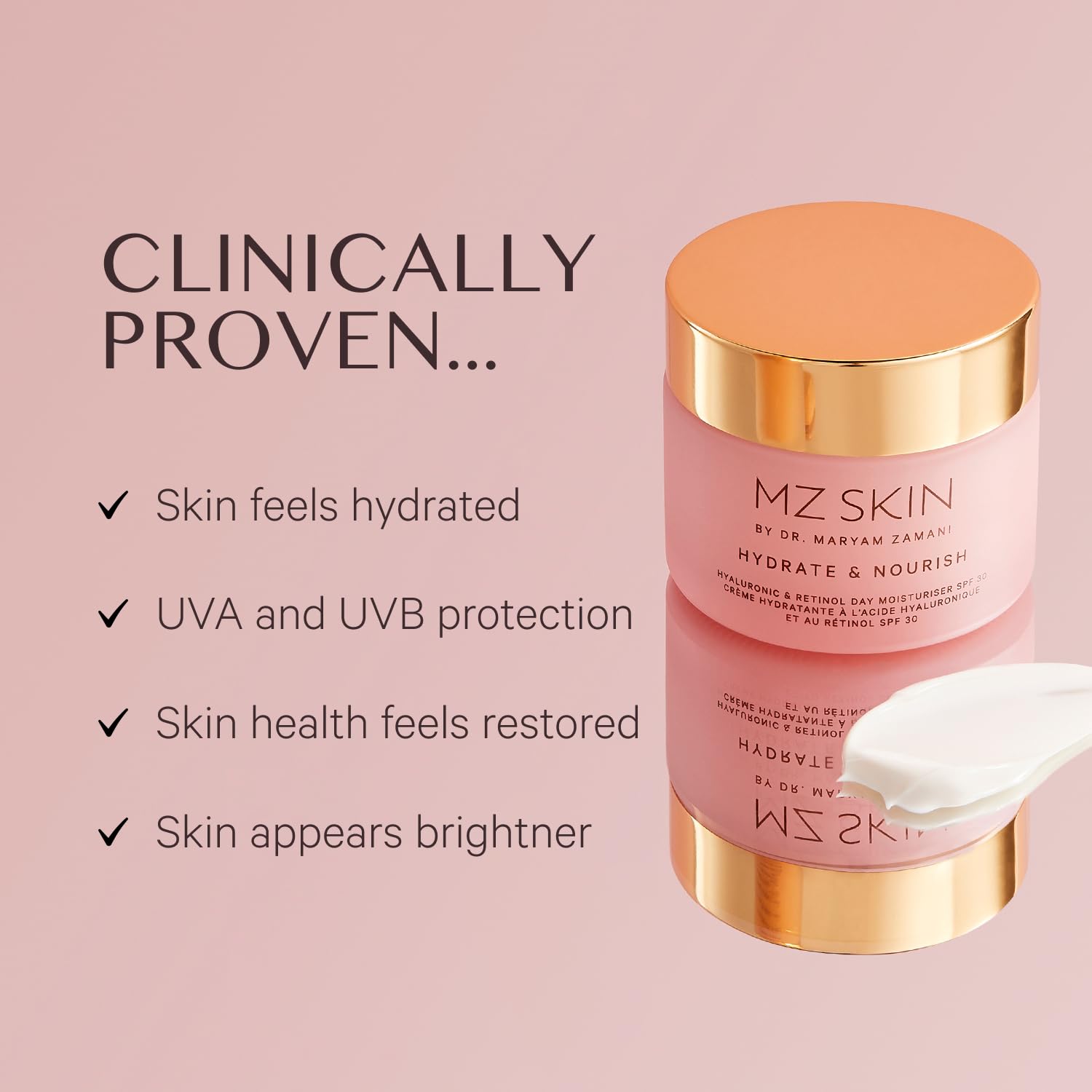 MZ SKIN Hydrate & Nourish Retinol Day Moisturizer SPF 30 - 1.69 oz | Hyaluronic Acid, Ceramides & Squalene