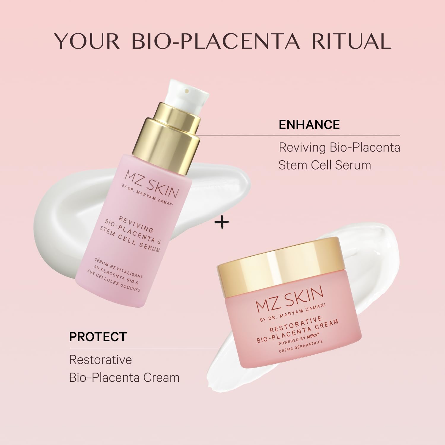 MZ SKIN Reviving Bio-Placenta & Stem Cell Serum – Luxury 1.01 fl oz | Night Repair with Bio-Placenta, Plant Stem Cells & Peptides